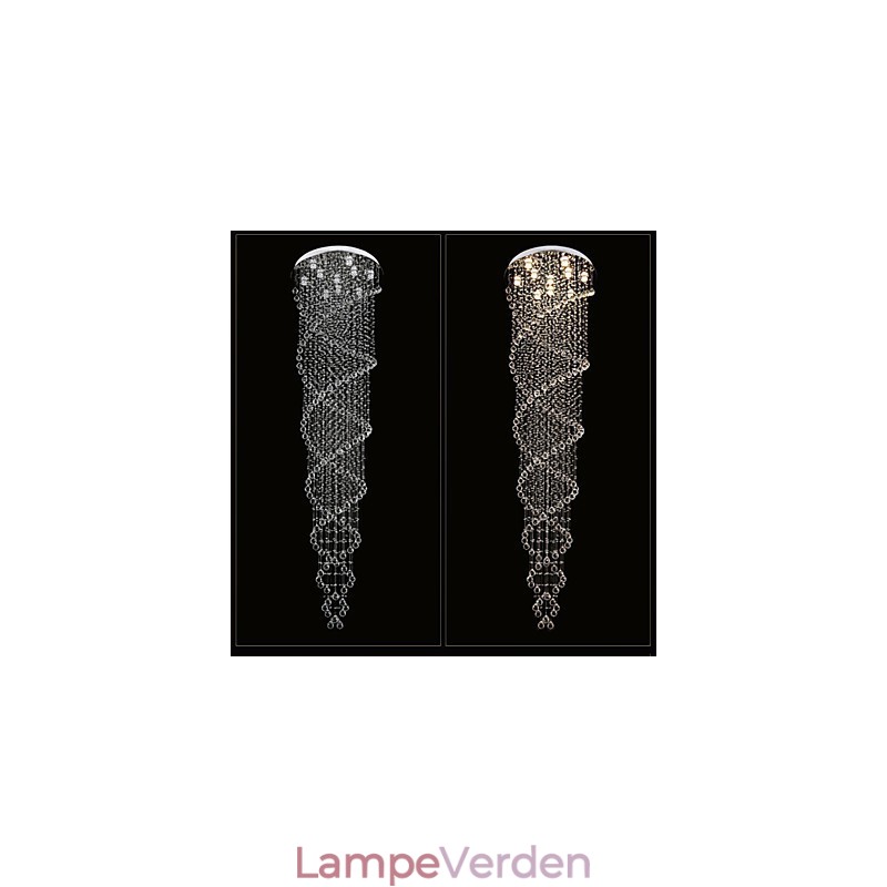Loftslysekrone Light Pendel Light Lampe Belysningsarmaturer med K9 Crystal Double Spiral