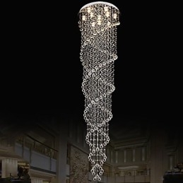 Loftslysekrone Light Pendel Light Lampe Belysningsarmaturer med K9 Crystal Double Spiral