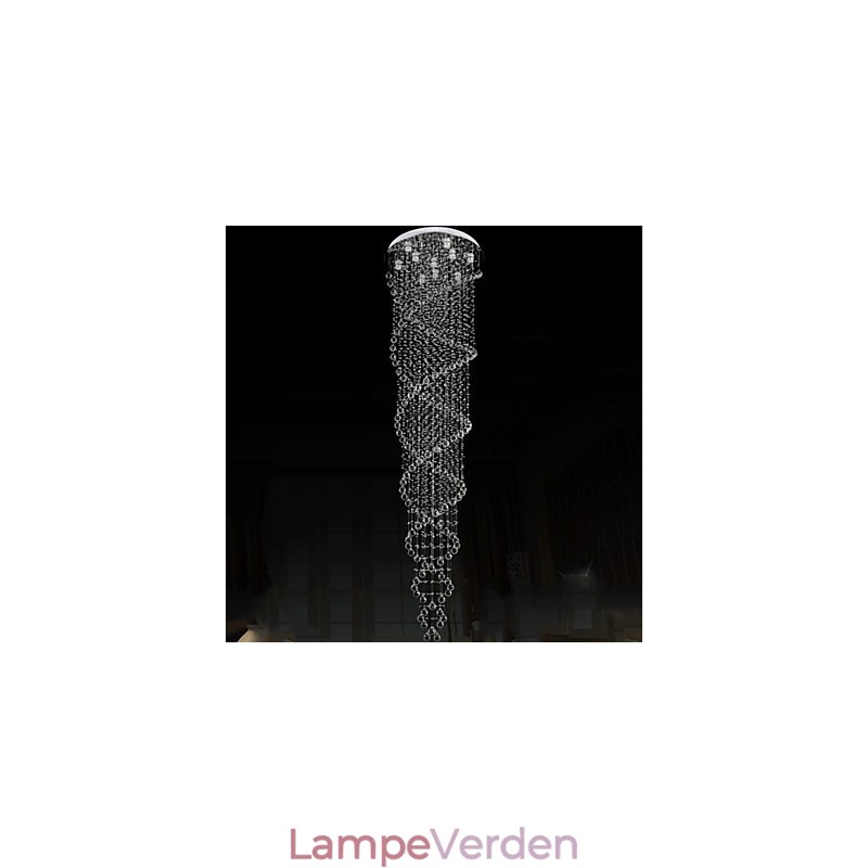 Loftslysekrone Light Pendel Light Lampe Belysningsarmaturer med K9 Crystal Double Spiral