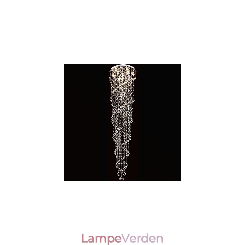 Loftslysekrone Light Pendel Light Lampe Belysningsarmaturer med K9 Crystal Double Spiral