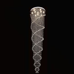 Loftslysekrone Light Pendel Light Lampe Belysningsarmaturer med K9 Crystal Double Spiral