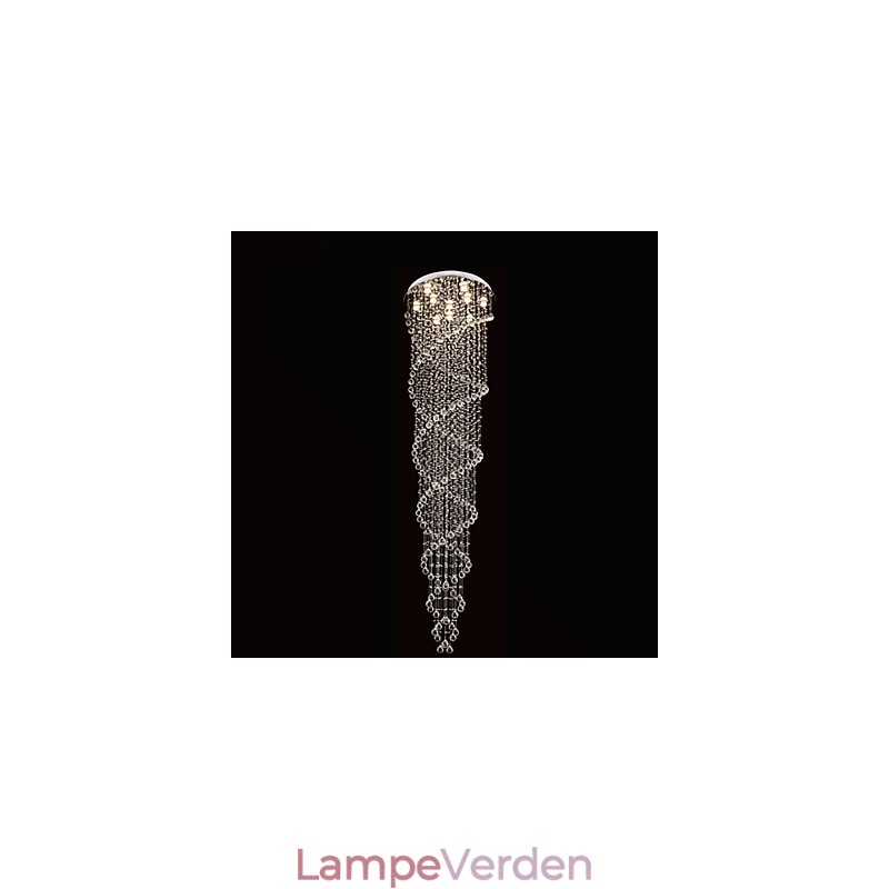 Loftslysekrone Light Pendel Light Lampe Belysningsarmaturer med K9 Crystal Double Spiral