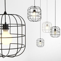 Mini kunstnerisk fuglebur pendel lampe 1 lys Mordern enkelhed finish sort hvid metal kulstof stål droplight