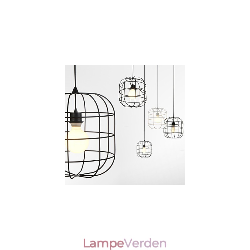 Mini kunstnerisk fuglebur pendel lampe 1 lys Mordern enkelhed finish sort hvid metal kulstof stål droplight