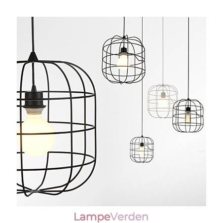 Mini kunstnerisk fuglebur pendel lampe 1 lys Mordern enkelhed finish sort hvid metal kulstof stål droplight