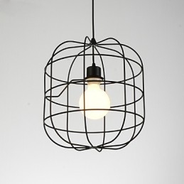 Mini kunstnerisk fuglebur pendel lampe 1 lys Mordern enkelhed finish sort hvid metal kulstof stål droplight