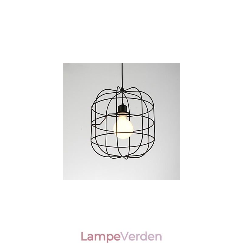 Mini kunstnerisk fuglebur pendel lampe 1 lys Mordern enkelhed finish sort hvid metal kulstof stål droplight