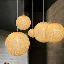 Moderne og kontraheret sfærisk Cany Art Lampe Hamp Ball Pendant Lamp Light