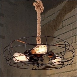 Vintage American Lron Rope Creative Industrial Fan lysekrone