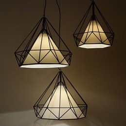 Diamond Mini Pendel Lampe 1 Lys Moderne Enkelhed Sort & Hvid Færdig kulstofstål Dråbelys