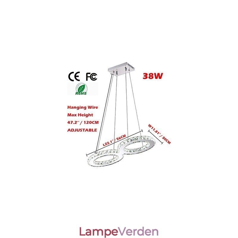 Crystal Ceiling Pendel Light Lysekrone Belysningsarmaturer