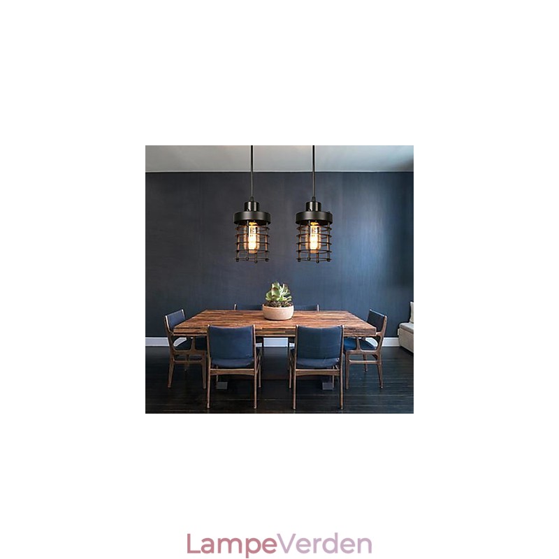 Retro cirkel af enkelthovedlamper og lanterner Karakter kunst lysekronelampe