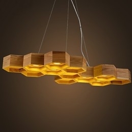 Designer Art Individuality Lysekrone Simple Honeycomb Wood Lamps