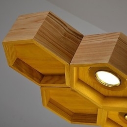 Designer Art Individuality Lysekrone Simple Honeycomb Wood Lamps