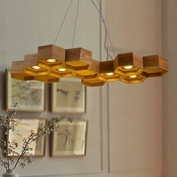 Designer Art Individuality Lysekrone Simple Honeycomb Wood Lamps